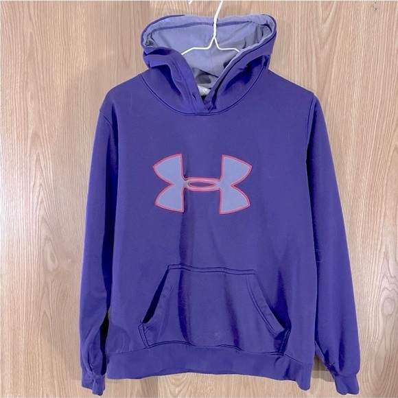 Under Armour Purple Logo Hoodie Sweatshirt - Picture 2 of 4